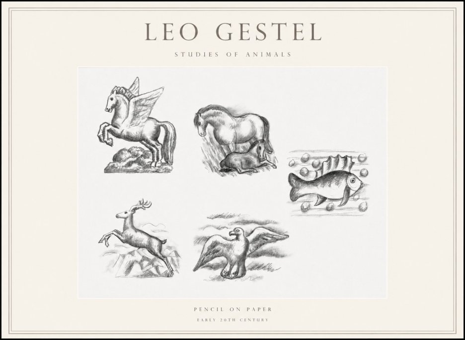 Leo Gestel Studies of Animals No1 - Juliste
