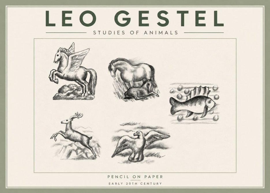 Leo Gestel Studies of Animals No3 - Juliste
