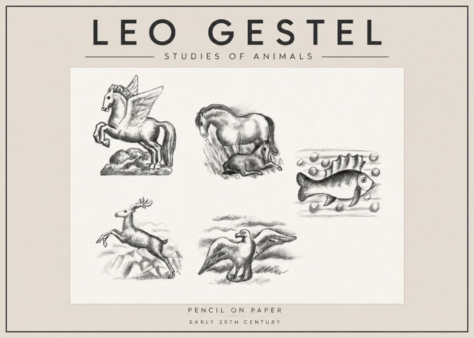 Leo Gestel Studies of Animals No4 - Juliste