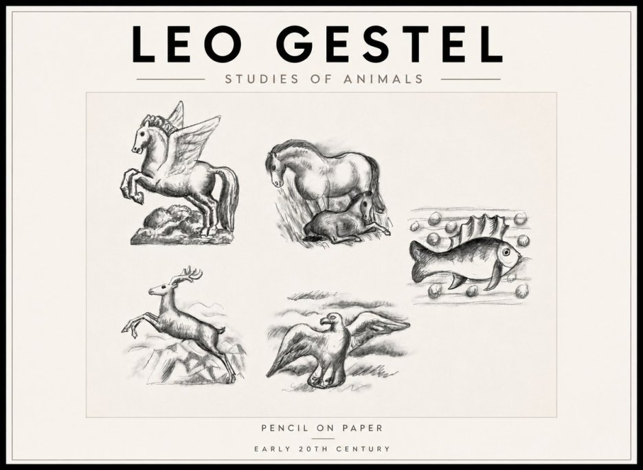 Leo Gestel Studies of Animals No6 - Juliste
