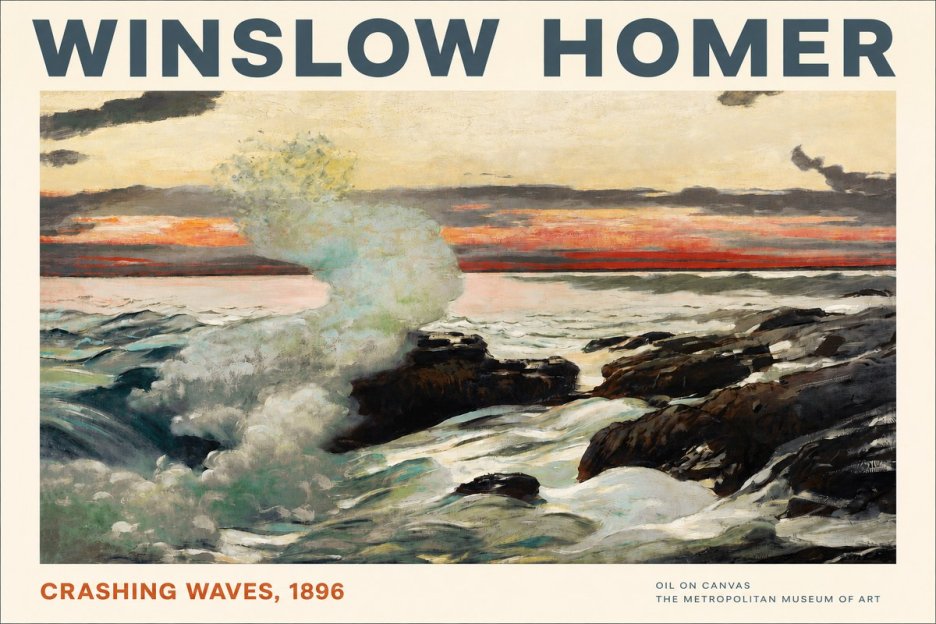 Winslow Homer Crashing Waves, 1896 No2 - Juliste