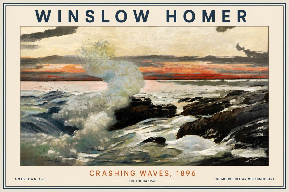 Winslow Homer Crashing Waves, 1896 No5 - Juliste