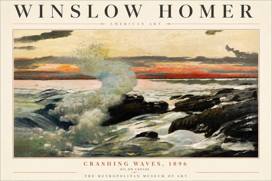 Winslow Homer Crashing Waves, 1896 No6 - Juliste