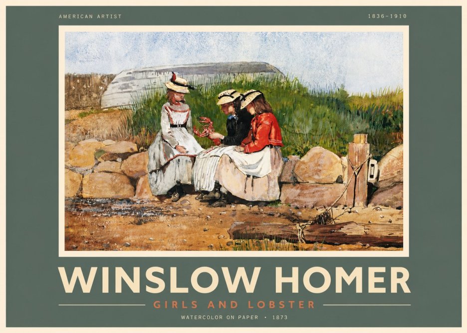 Winslow Homer Girls and Lobster No2 - Juliste