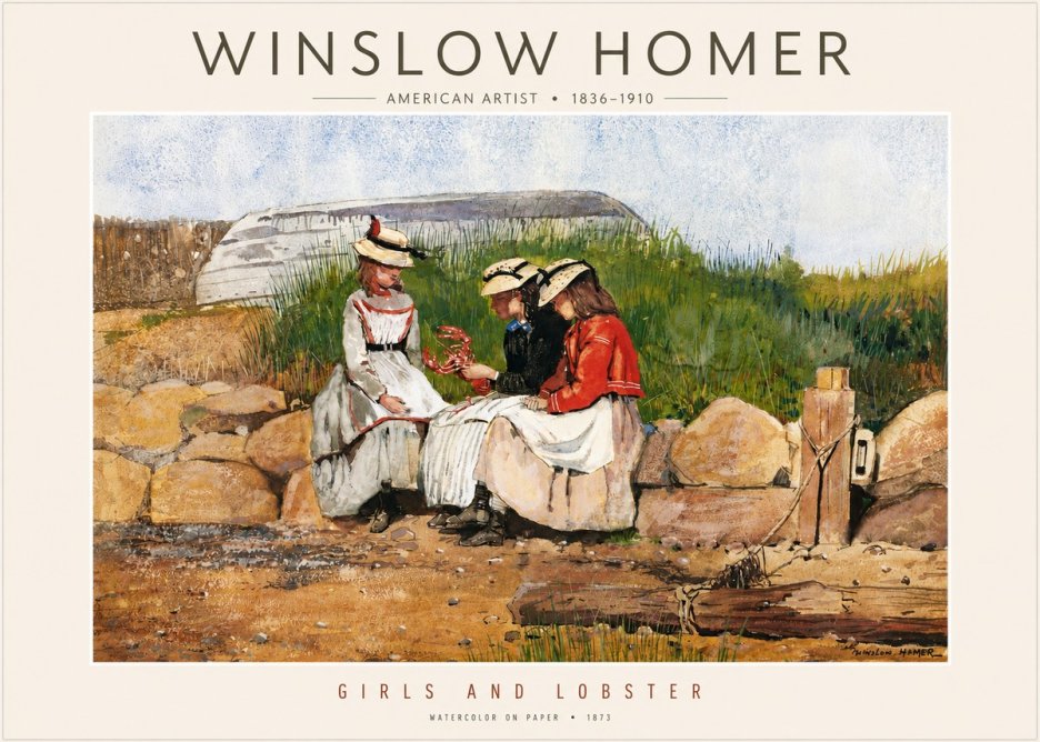 Winslow Homer Girls and Lobster No4 - Juliste