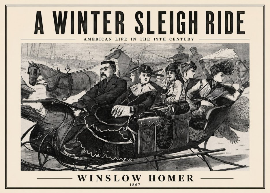 Winslow Homer A Winter Sleigh Ride - American Life in the 19Th Century No2 - Juliste