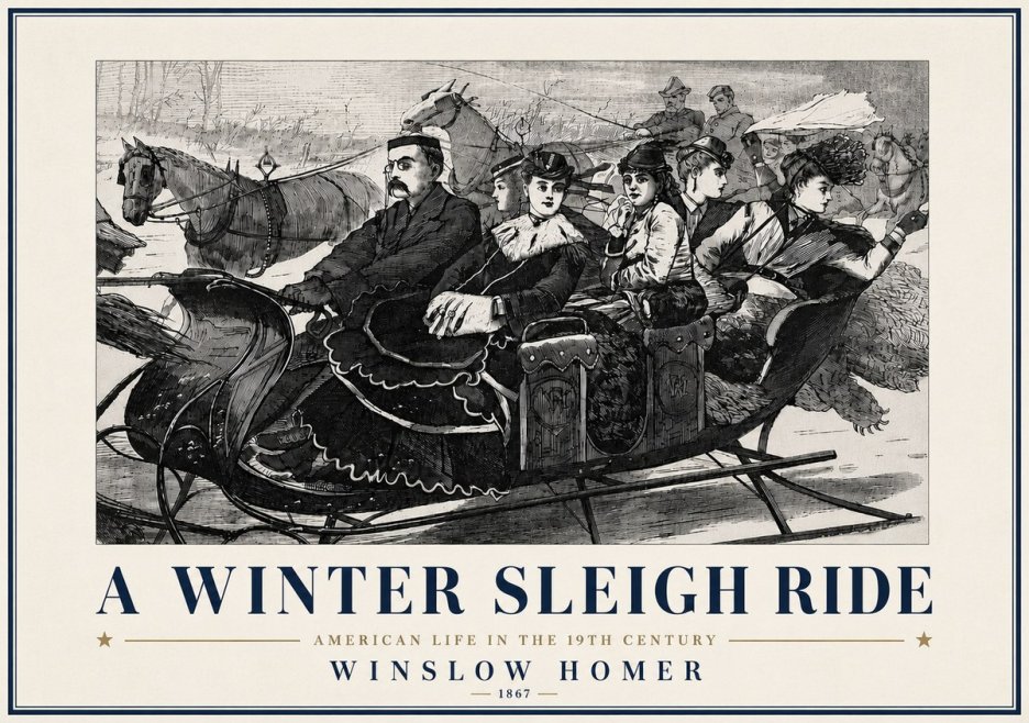 Winslow Homer A Winter Sleigh Ride - American Life in the 19Th Century No6 - Juliste