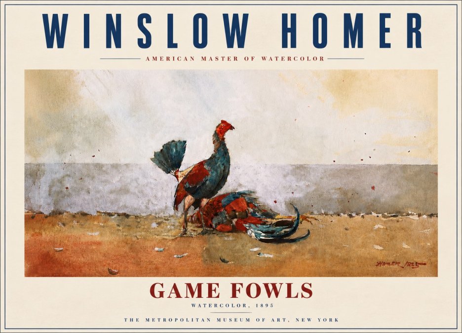 Winslow Homer Game Fowls No6 - Juliste