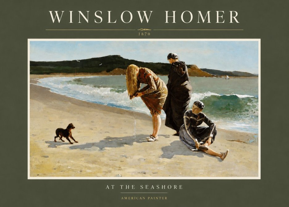 Winslow Homer At the Seashore No3 - Juliste