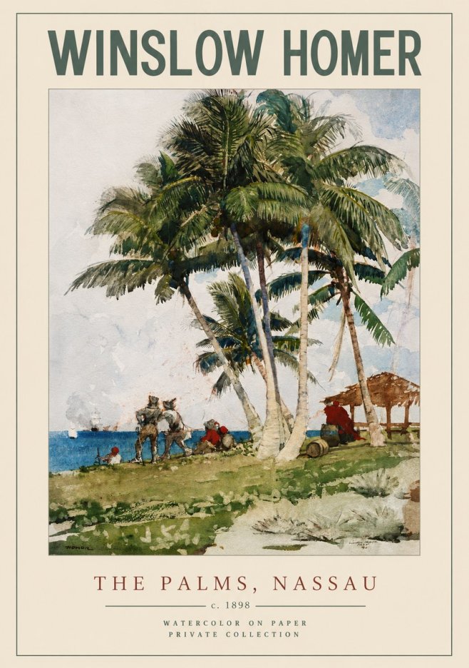 Winslow Homer The Palms, Nassau No2 - Juliste