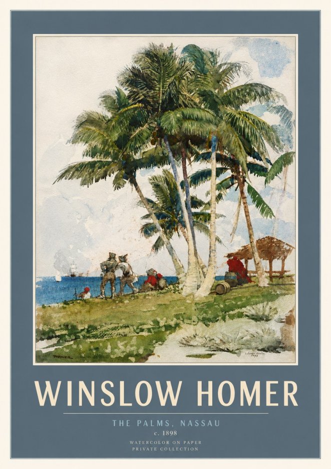 Winslow Homer The Palms, Nassau No3 - Juliste