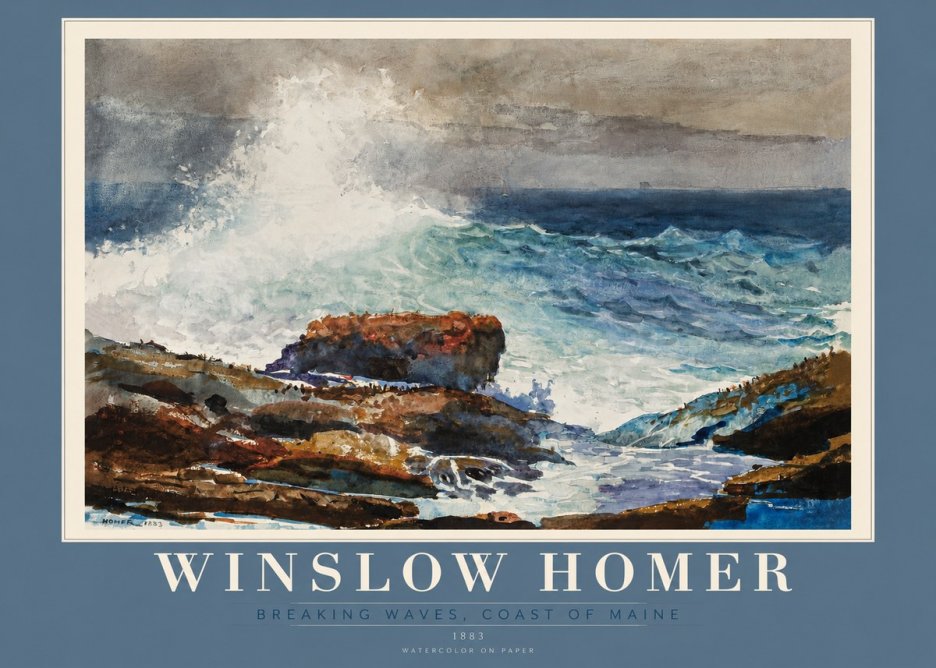 Winslow Homer Breaking Waves, Coast of Maine No2 - Juliste