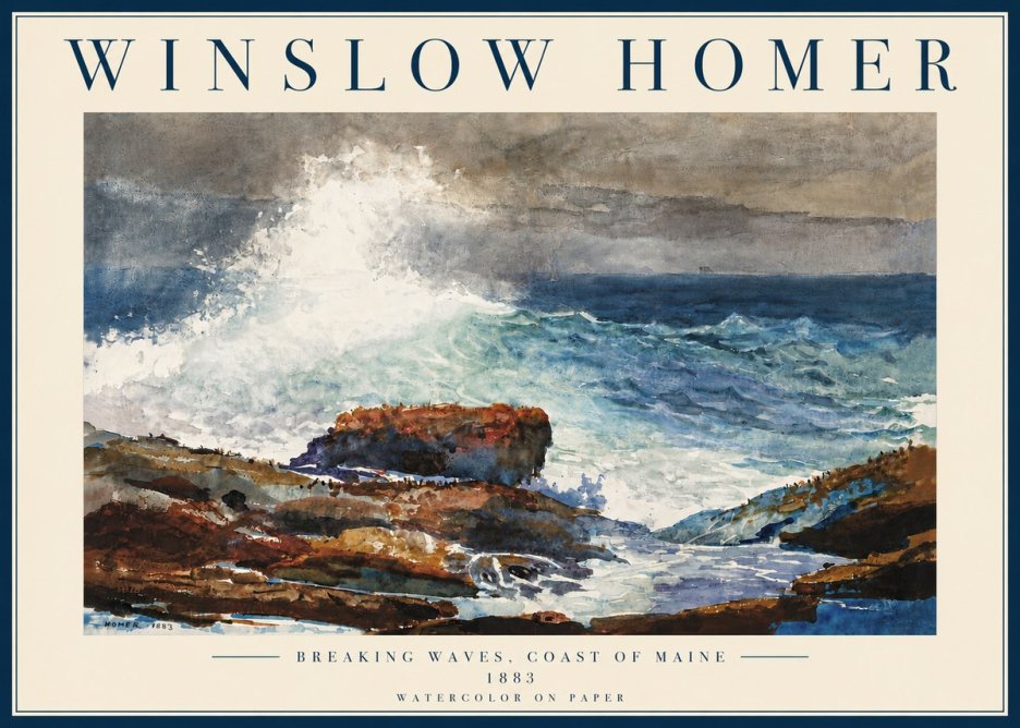 Winslow Homer Breaking Waves, Coast of Maine No6 - Juliste