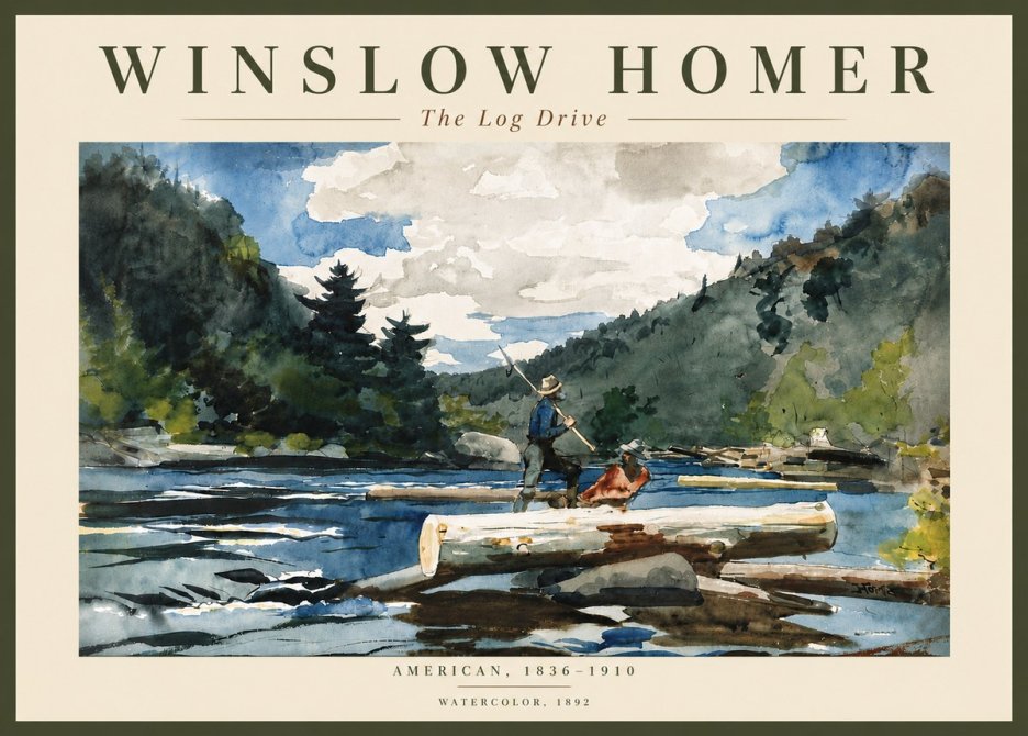 Winslow Homer The Log Drive No6 - Juliste