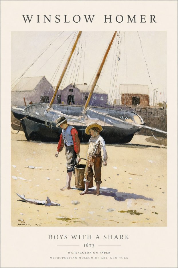 Winslow Homer Boys with a Shark No1 - Juliste