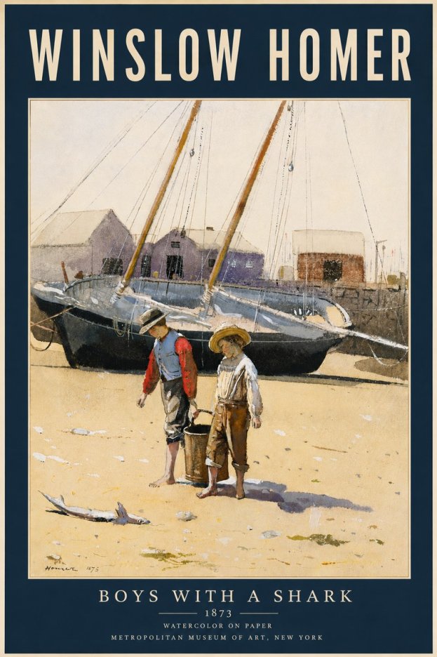 Winslow Homer Boys with a Shark No5 - Juliste