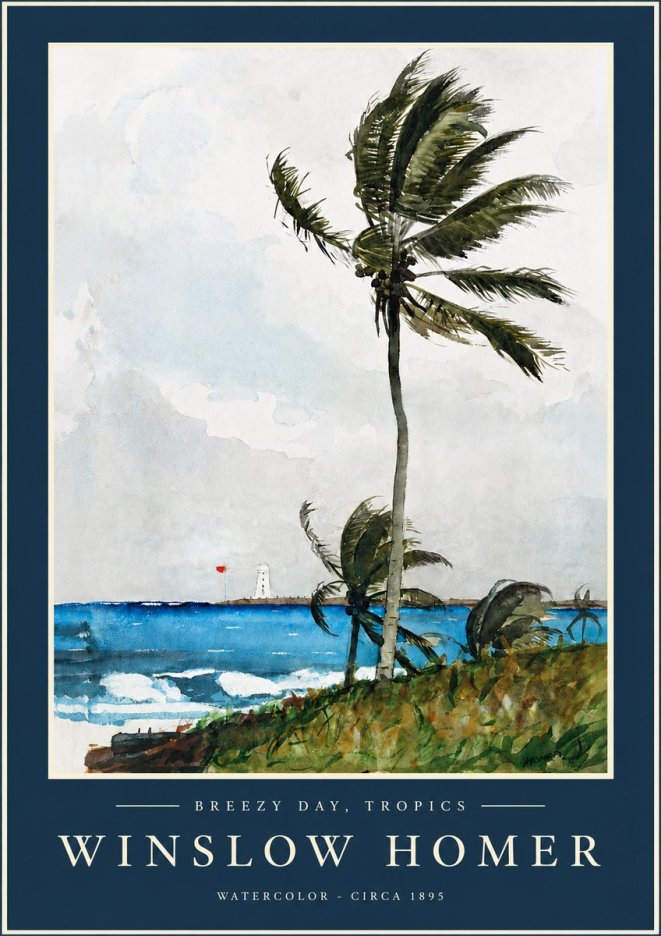Winslow Homer Breezy Day, Tropics No2 - Juliste