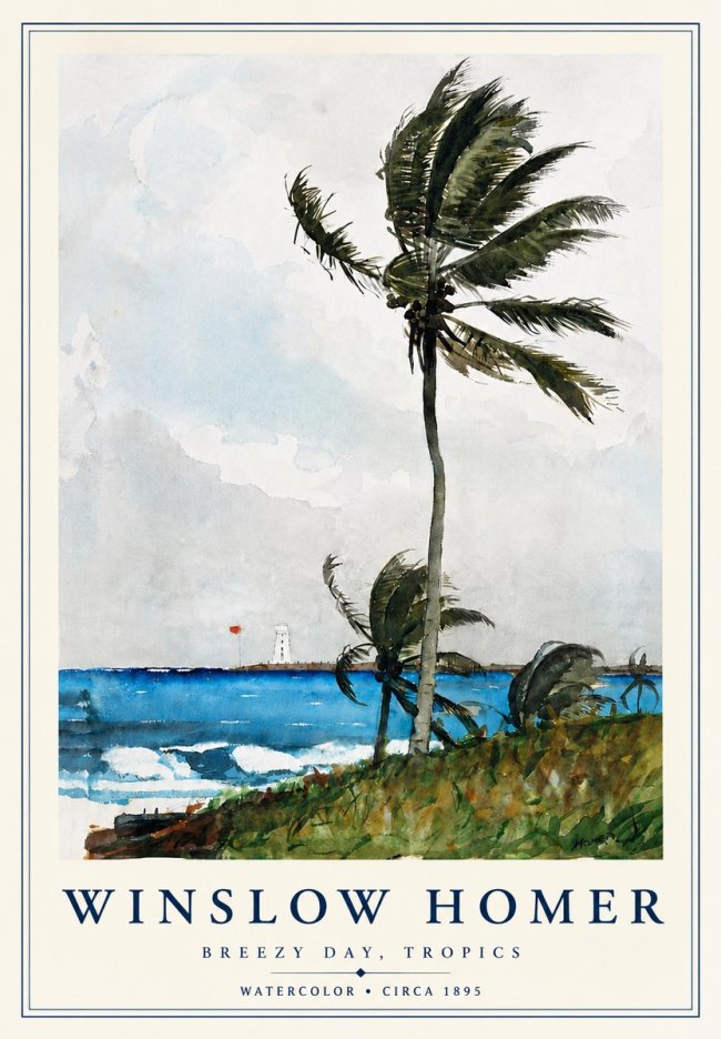 Winslow Homer Breezy Day, Tropics No4 - Juliste