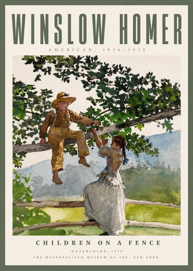 Winslow Homer Children on a Fence No4 - Juliste