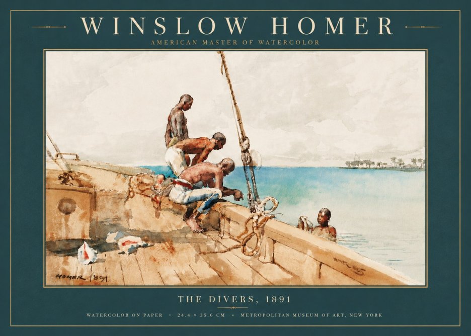Winslow Homer The Divers (1891) No5 - Juliste