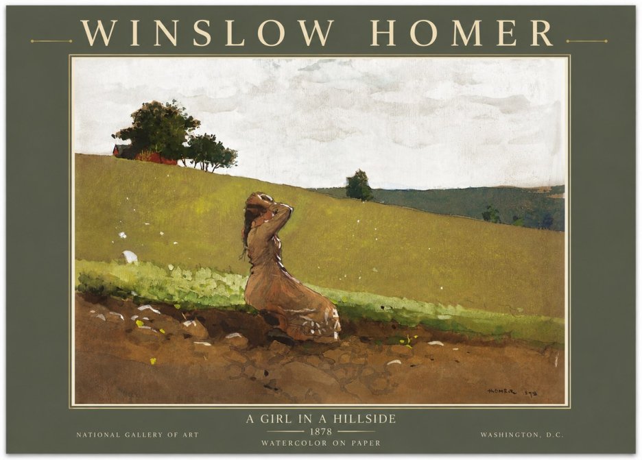 Winslow Homer A Girl in a Hillside No5 - Juliste