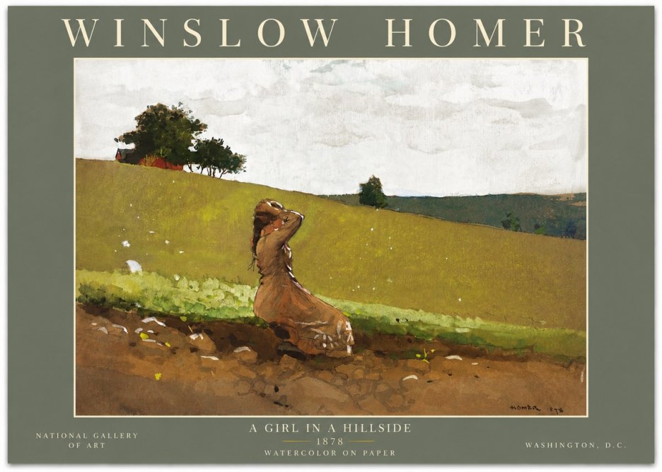 Winslow Homer A Girl in a Hillside No6 - Juliste