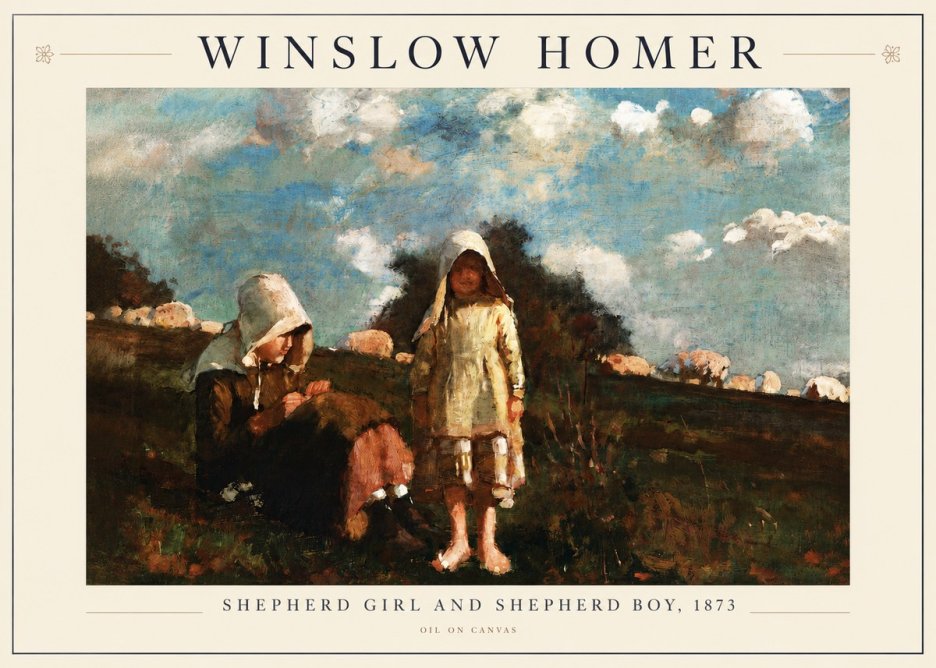 Winslow Homer Shepherd Girl and Shepherd Boy, 1873 No3 - Juliste