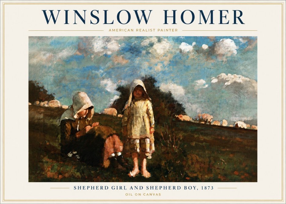 Winslow Homer Shepherd Girl and Shepherd Boy, 1873 No6 - Juliste