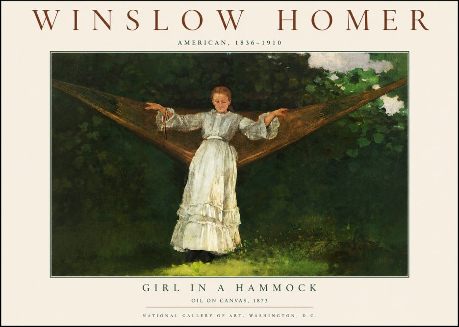 Winslow Homer Girl in a Hammock No3 - Juliste