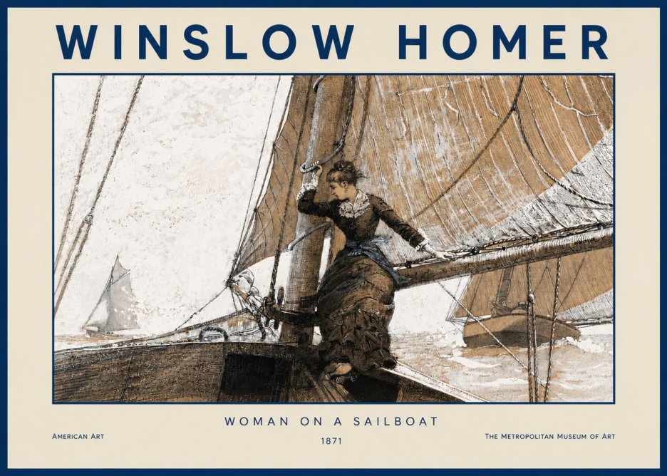Winslow Homer Woman on a Sailboat No2 - Juliste