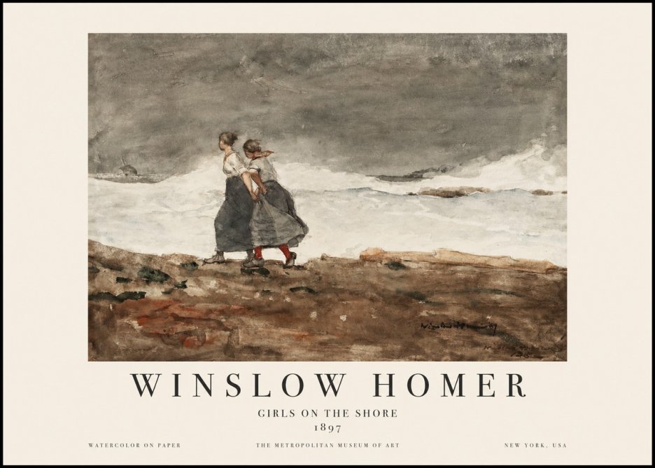 Winslow Homer Girls on the Shore No1 - Juliste