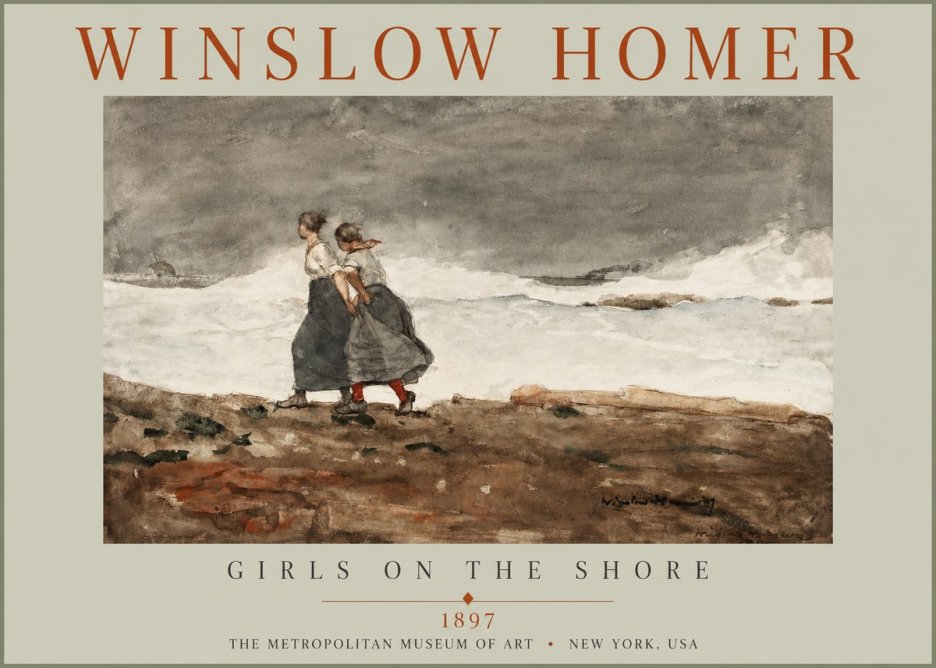 Winslow Homer Girls on the Shore No2 - Juliste