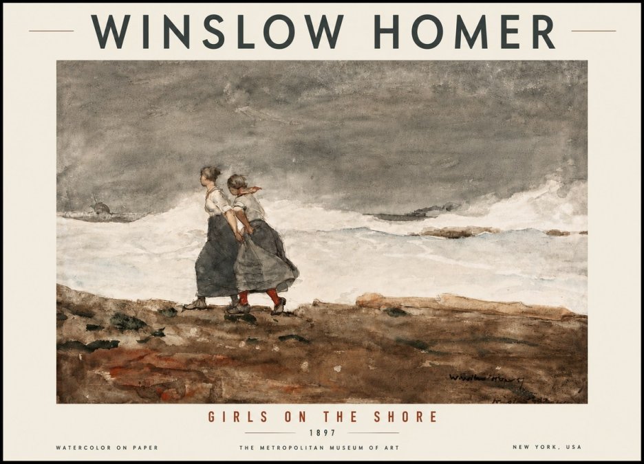 Winslow Homer Girls on the Shore No5 - Juliste
