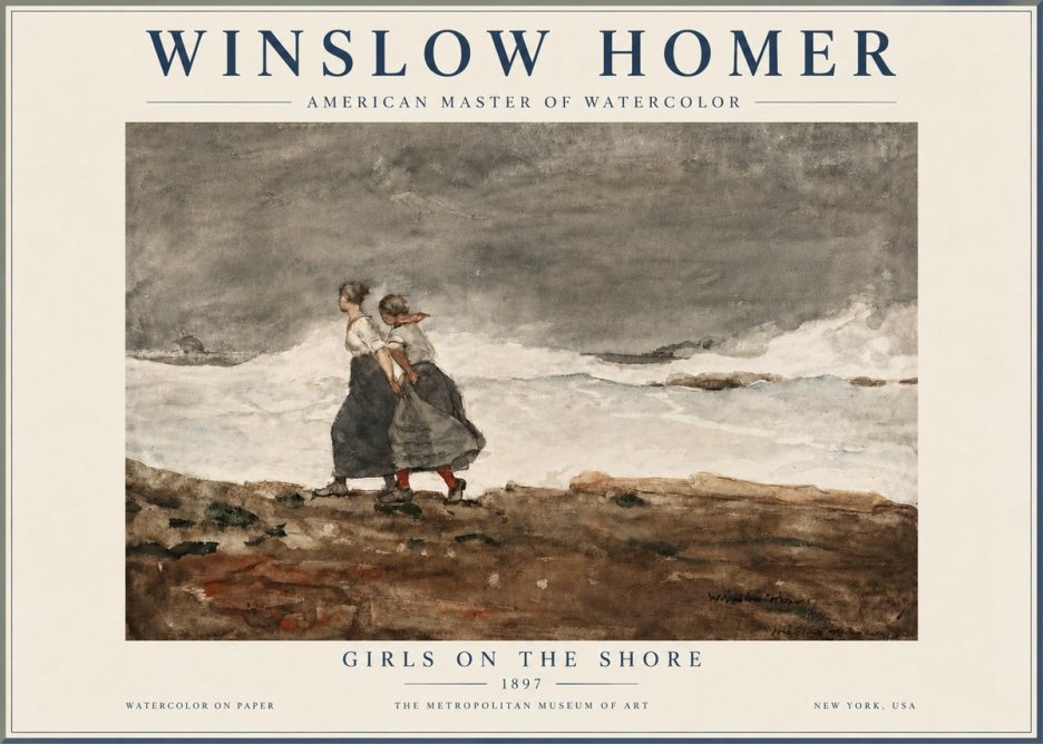 Winslow Homer Girls on the Shore No6 - Juliste