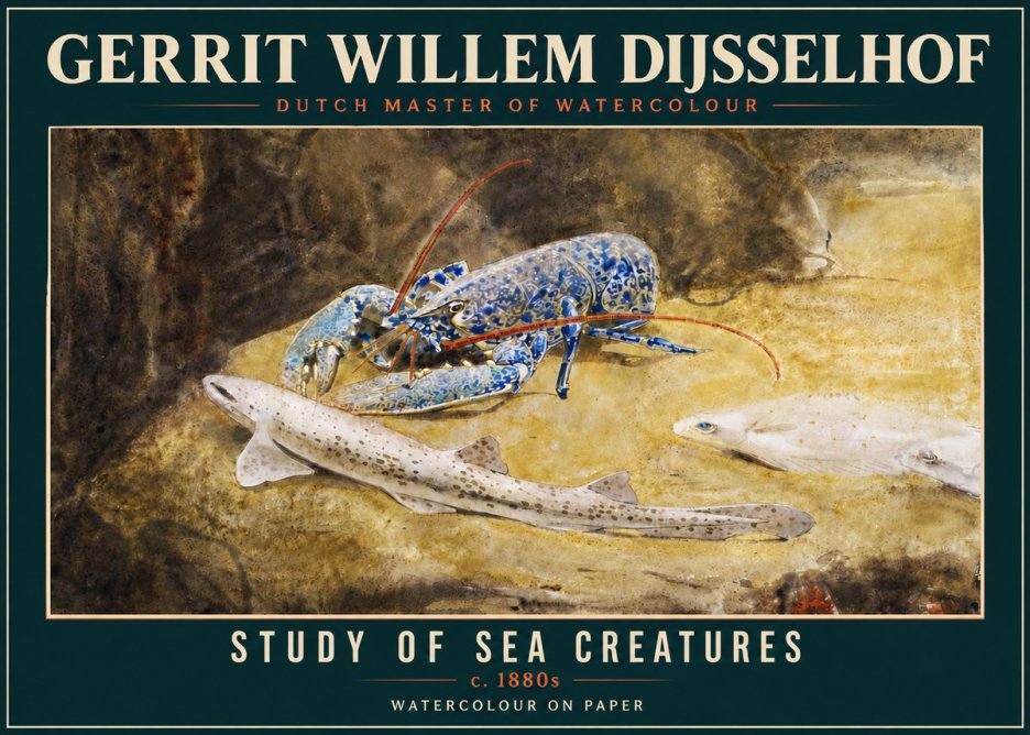 Gerrit Willem Dijsselhof Study of Sea Creatures No4 - Juliste