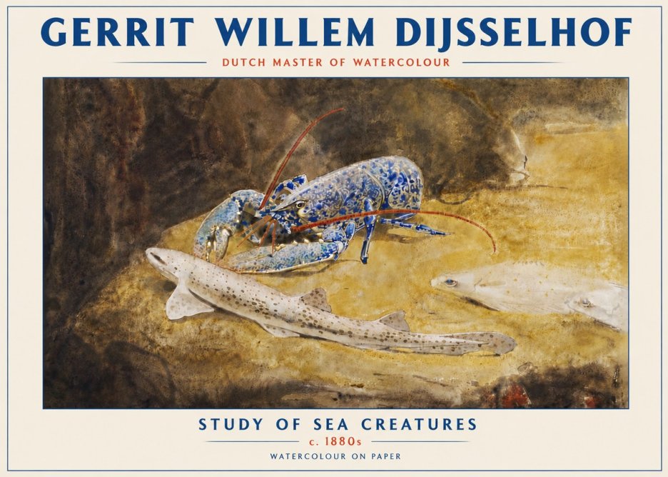 Gerrit Willem Dijsselhof Study of Sea Creatures No5 - Juliste