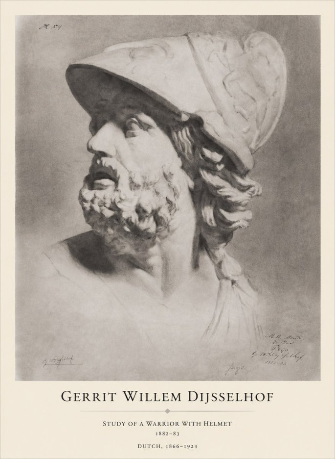Gerrit Willem Dijsselhof Study of a Warrior with Helmet No1 - Juliste
