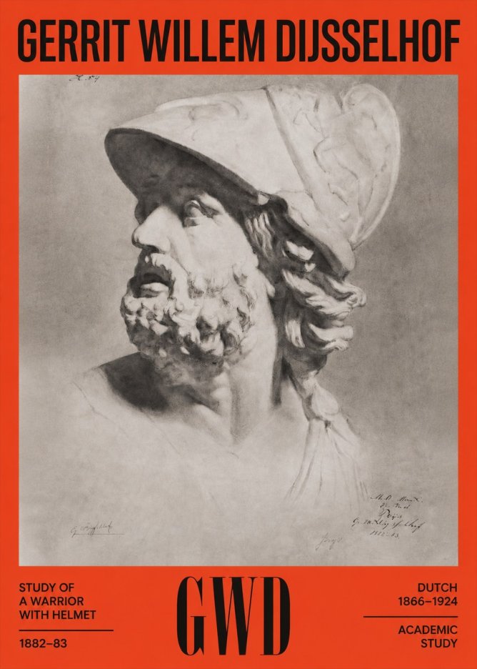 Gerrit Willem Dijsselhof Study of a Warrior with Helmet No2 - Juliste