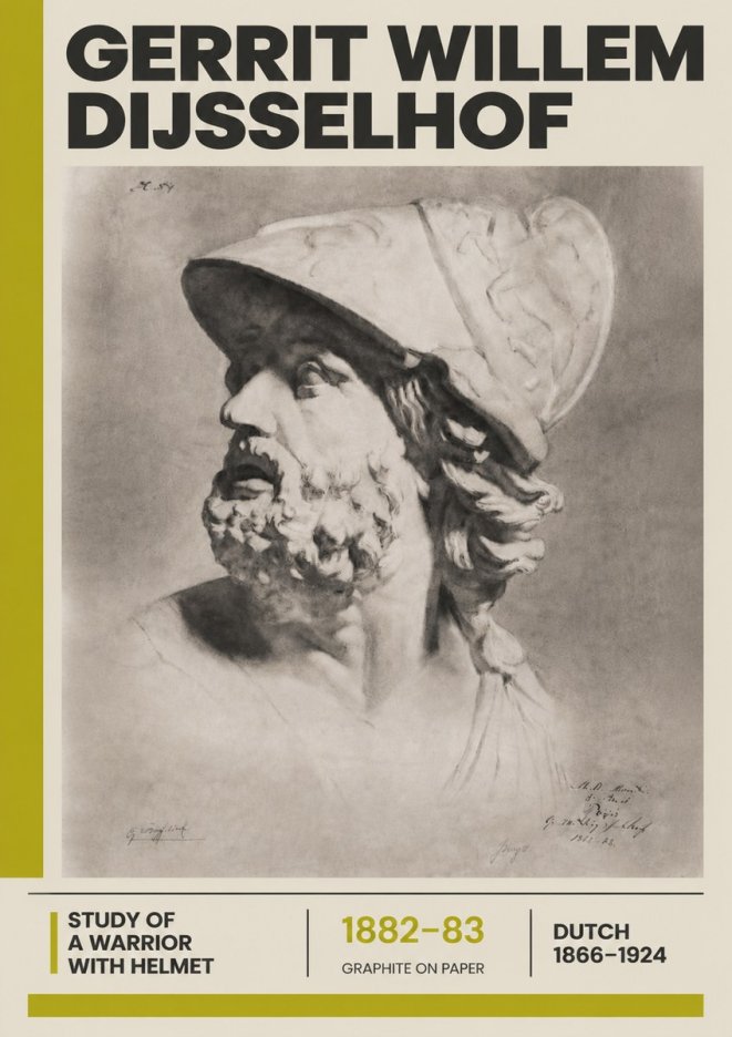 Gerrit Willem Dijsselhof Study of a Warrior with Helmet No6 - Juliste