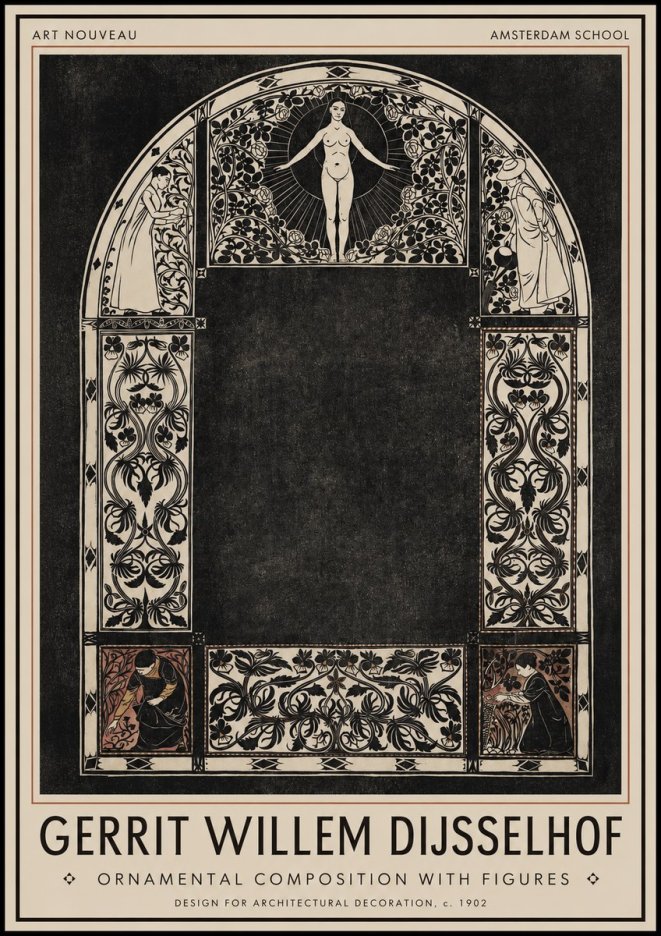 Gerrit Willem Dijsselhof Ornamental Composition with Figures No1 - Juliste