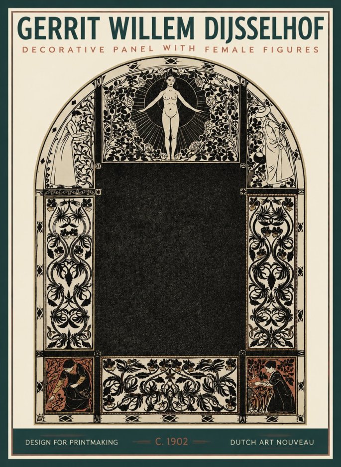 Gerrit Willem Dijsselhof Ornamental Composition with Figures No3 - Juliste