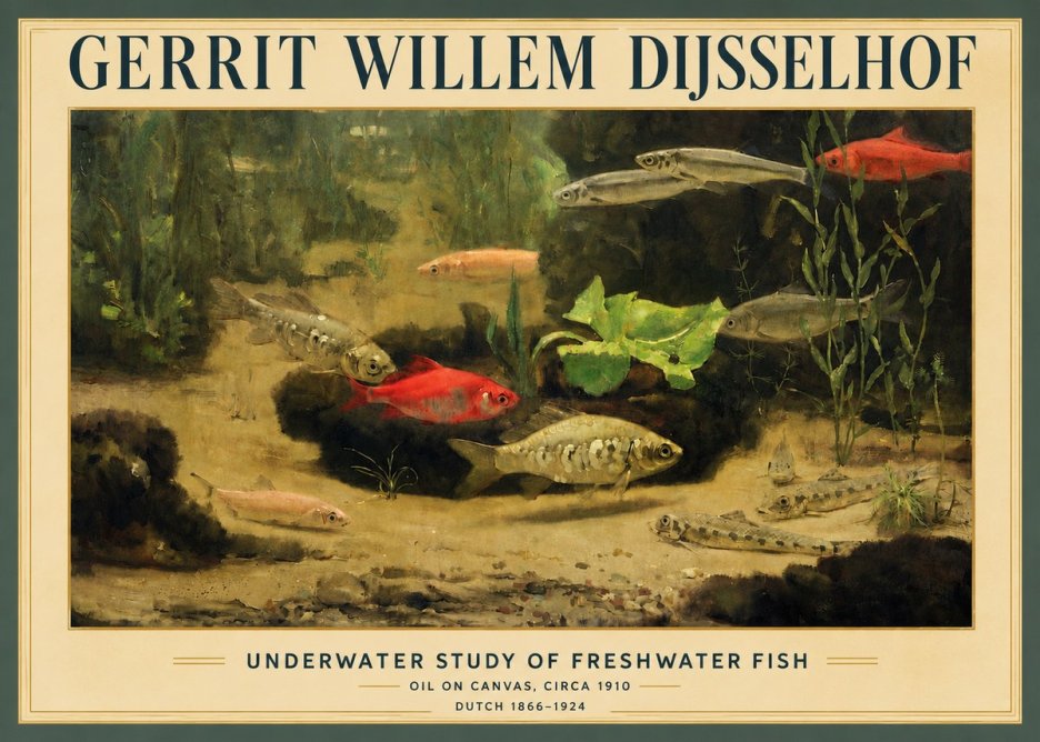 Gerrit Willem Dijsselhof Underwater Study of Freshwater Fish No4 - Juliste