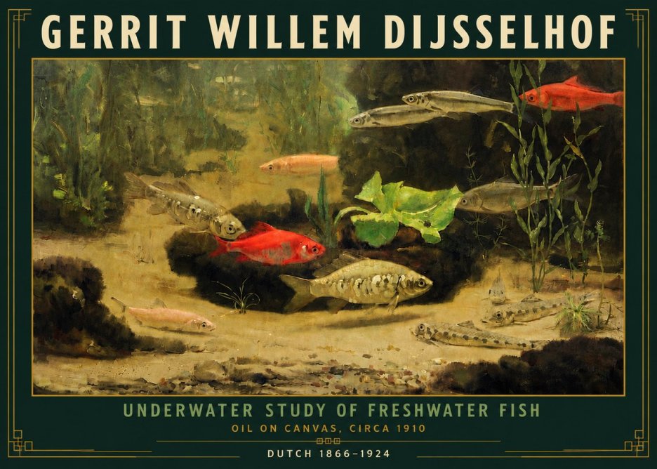 Gerrit Willem Dijsselhof Underwater Study of Freshwater Fish No5 - Juliste