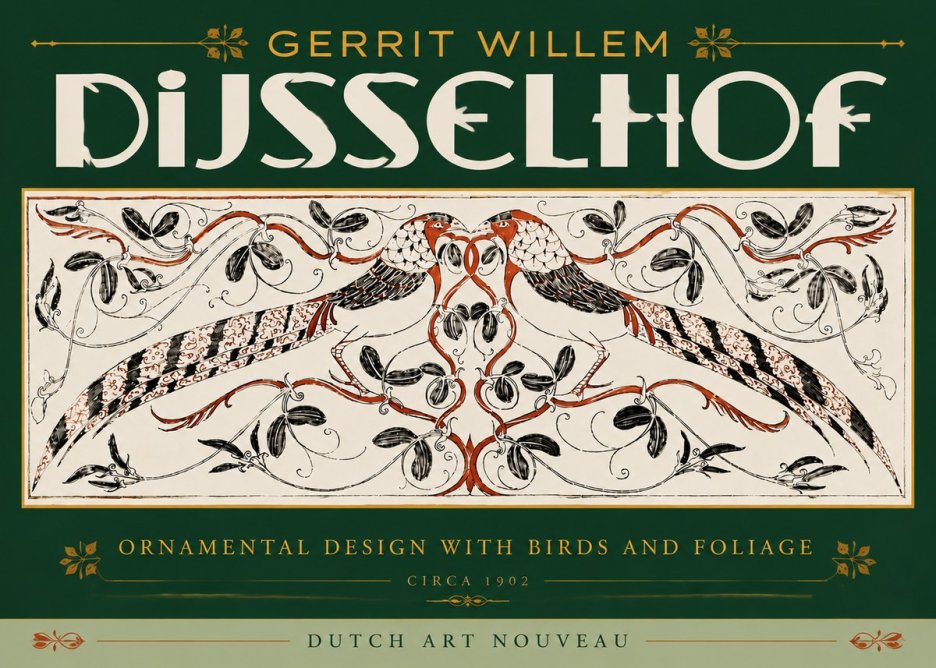 Gerrit Willem Dijsselhof Ornamental Design with Birds and Foliage No6 - Juliste