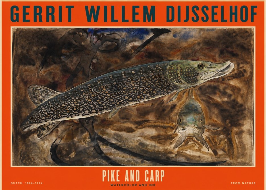 Gerrit Willem Dijsselhof Pike and Carp No2 - Juliste