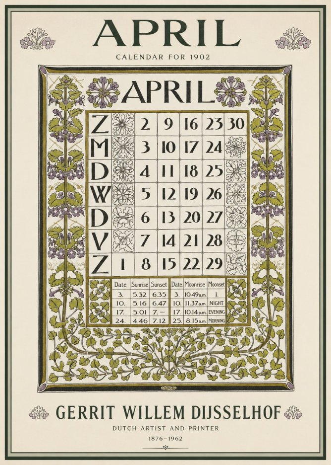 Gerrit Willem Dijsselhof April No3 - Juliste