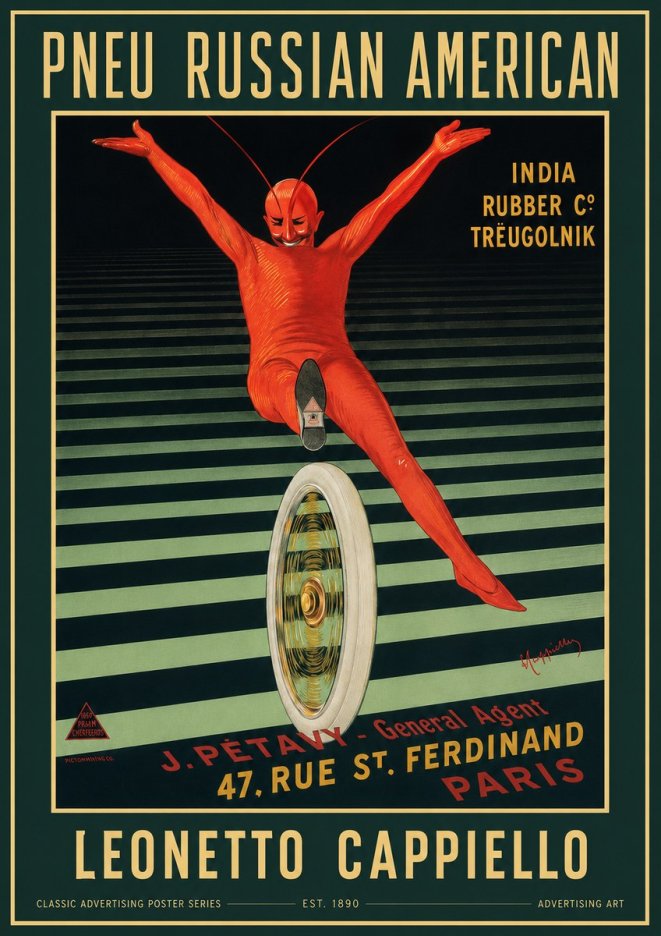 Leonetto Cappiello Pneu Russian American No2 - Juliste