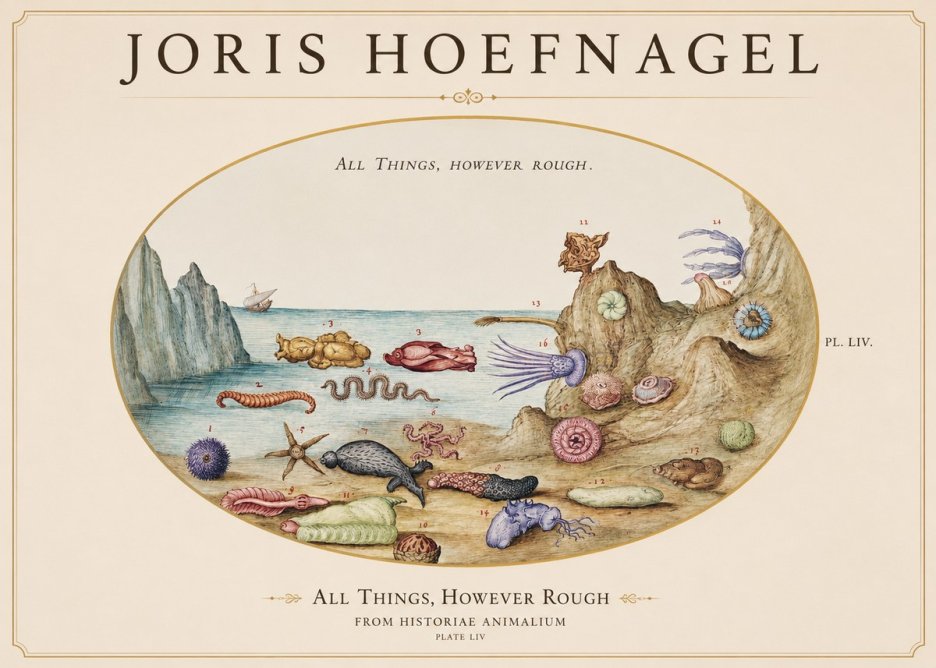 Joris Hoefnagel Totvs Echinvs Asper. Plate Liv No2 - Juliste