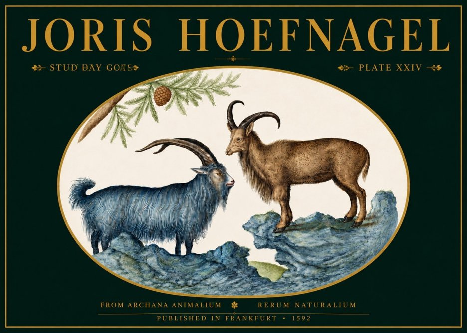 Joris Hoefnagel Two Mountain Goats from the Series Quadrupeds No5 - Juliste