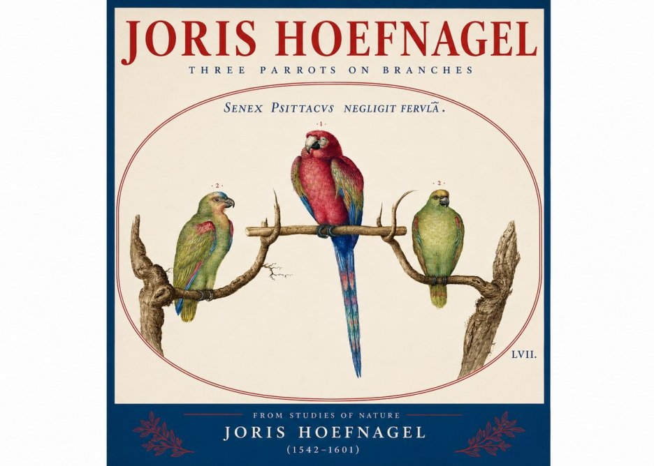 Joris Hoefnagel Three Parrots No4 - Juliste